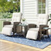 Gardeon 3PC Outdoor Bistro Set Recliner Chairs Table Sun lounge Patio Furniture Wicker Adjustable product image