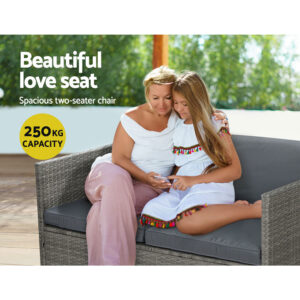 Gardeon 4-Piece Outdoor Sofa Set Wicker Couch Lounge Setting Grey Product Image