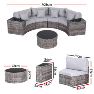 Gardeon 4 Seater Outdoor Sofa Set 7Pcs Table Chair Set Garden Rattan Patio Furniture Product Image