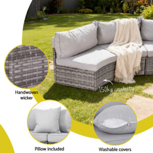 Gardeon 4 Seater Outdoor Sofa Set 7Pcs Table Chair Set Garden Rattan Patio Furniture Product Image
