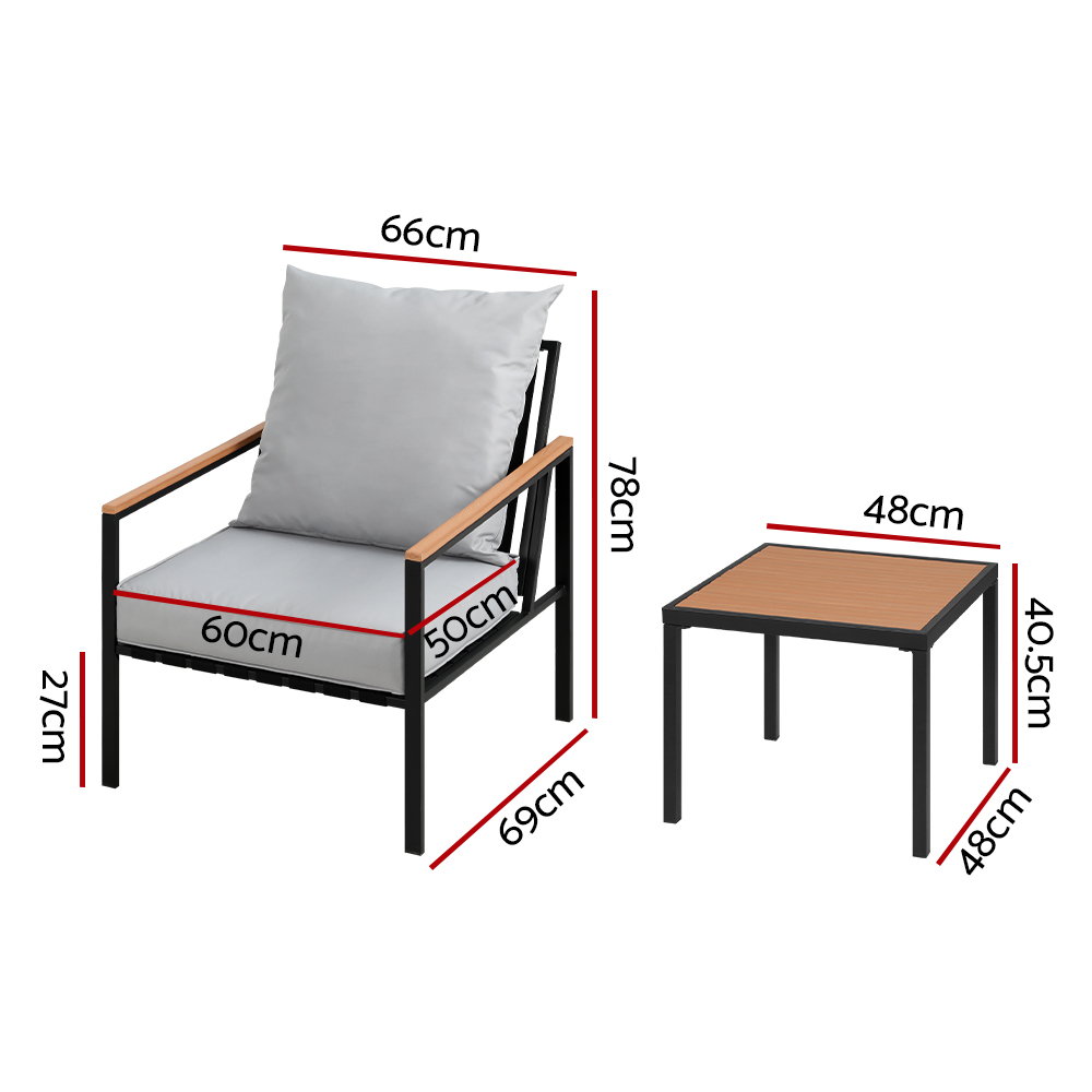 Gardeon 3Pc Outdoor Bistro Set | Black Lounge – Sumo Deals Gardeon 3Pc Outdoor Furniture Bistro Set Lounge Setting Chairs Table Patio Black Product Image