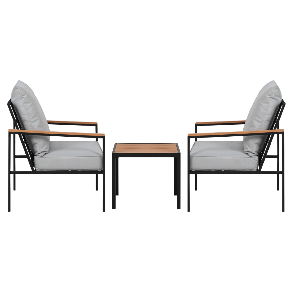 Gardeon 3Pc Outdoor Bistro Set | Black Lounge – Sumo Deals Gardeon 3Pc Outdoor Furniture Bistro Set Lounge Setting Chairs Table Patio Black Product Image