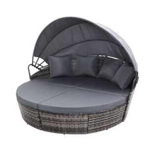 Gardeon Sun Lounge Setting Wicker Lounger Day Bed Outdoor Furniture Patio Grey product image