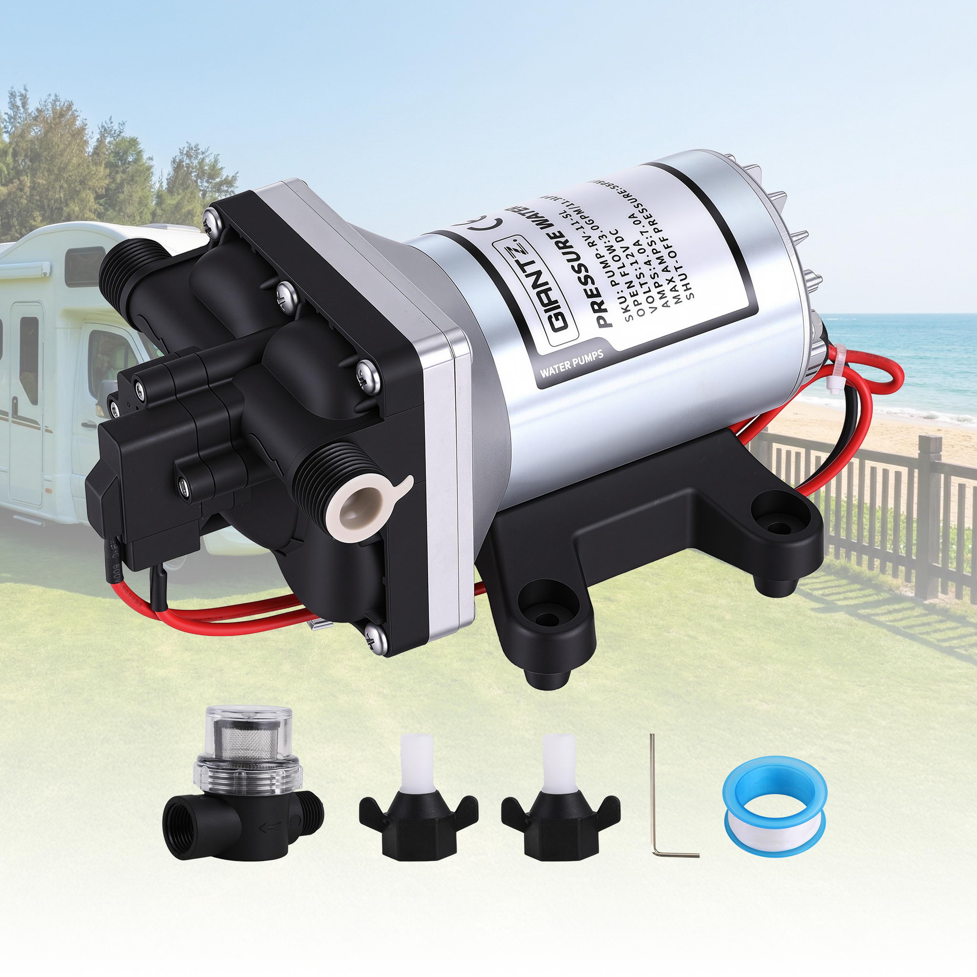 Giantz 12V Water Pump | High Pressure 11.3Lpm – Sumo Deals Giantz 12V Water Pump High Pressure Fast Self Priming 11.3L With Auto Switch For Rv Caravan Boat Product Image