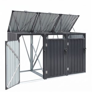Giantz Bin Shed Triple Wheelie Waste Bins Storage Steel Garden Enclosure Grey product image