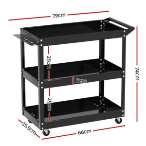 Giantz 3-Tier Tool Cart | Workshop Storage Black – Sumo Deals Giantz 3-Tier Tool Cart Trolley Workshop Garage Storage Organizer Black Product Image