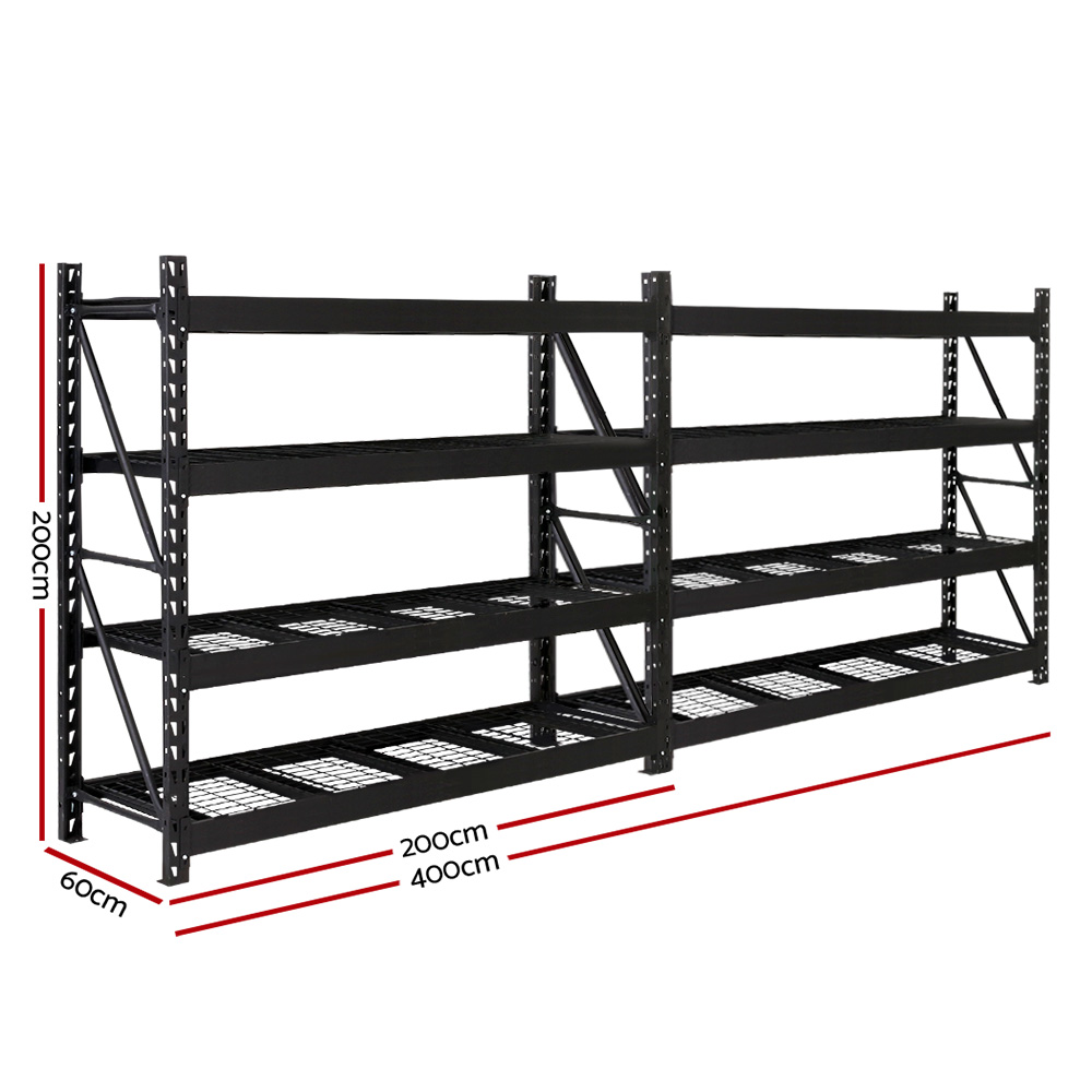 Giantz 4Mx2M Garage Shelving Rack - Heavy Duty Storage – Sumo Deals Giantz 4Mx2M Garage Shelving Warehouse Rack Pallet Racking Storage Shelve Black Product Image