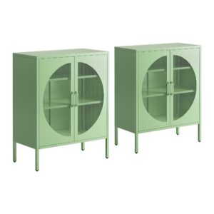 Artiss 2x Buffet Sideboard Cabinet ELSA Cupboard Storage Mesh Doors Metal Green product image