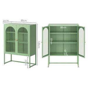 Artiss Elma Green Metal Buffet Sideboard (Set Of 2) – Sumo Deals Artiss 2X Buffet Sideboard Cabinet Elma Cupboard Storage Mesh Doors Metal Green Product Image