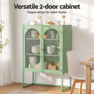 Artiss Elma Green Metal Buffet Sideboard (Set Of 2) – Sumo Deals Artiss 2X Buffet Sideboard Cabinet Elma Cupboard Storage Mesh Doors Metal Green Product Image
