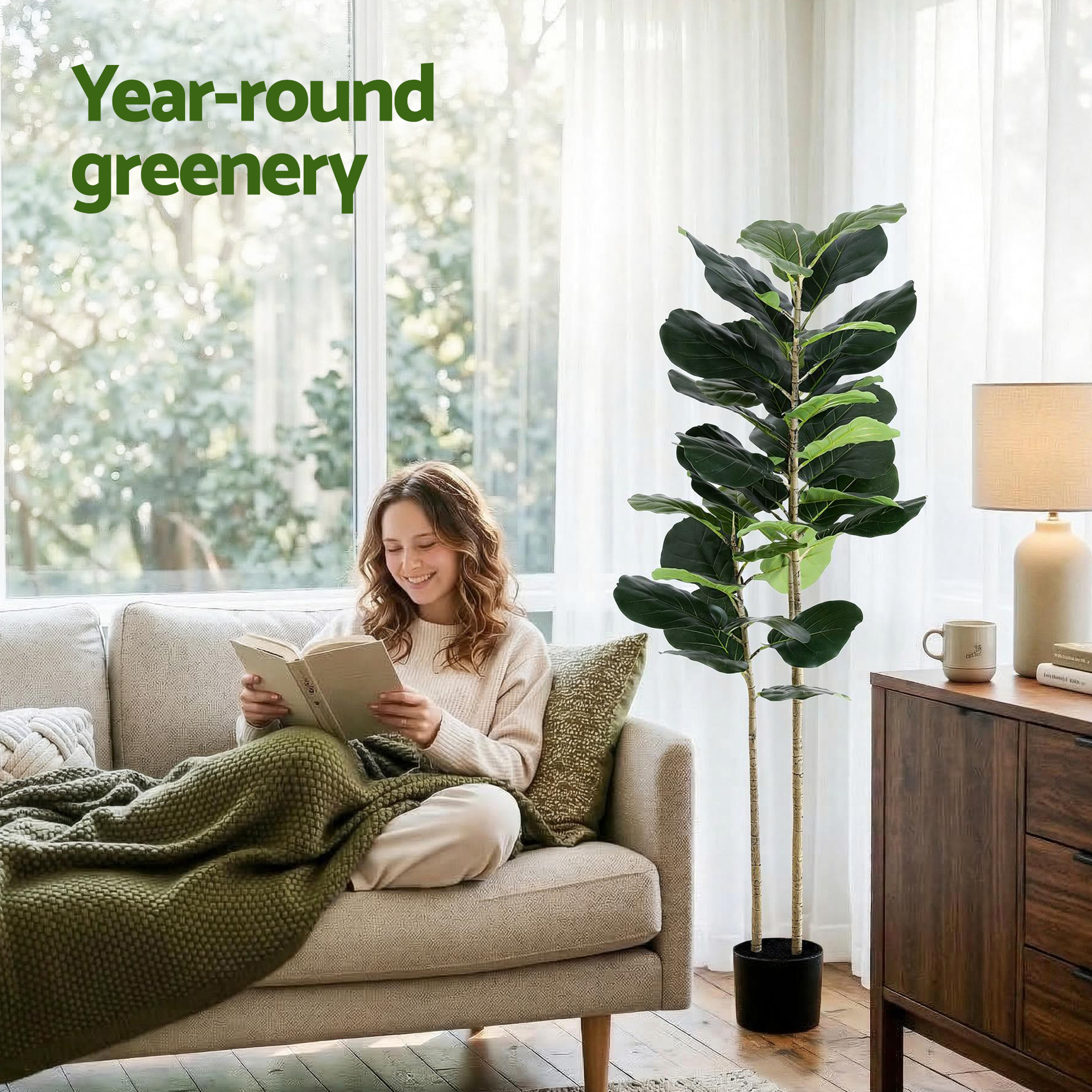Artiss 1.5M Artificial Fiddle Leaf Tree For Indoor Decor – Sumo Deals Artiss 150Cm Artificial Fiddle Tree Faux Trees Indoor Decor Artificial Plants Lifelike Plant 1.5M Product Image