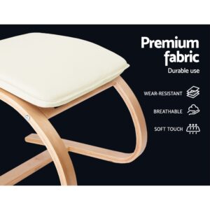 Artiss Rocking Armchair Footstool Bentwood Beige Product Image