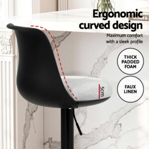 Artiss 2X Bar Stools Kitchen Swivel Gas Lift Counter Dining Chair Curved Black Product Image