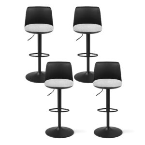 Artiss 4X Bar Stools Kitchen Swivel Gas Lift Counter Dining Chair Curved Black Product Image