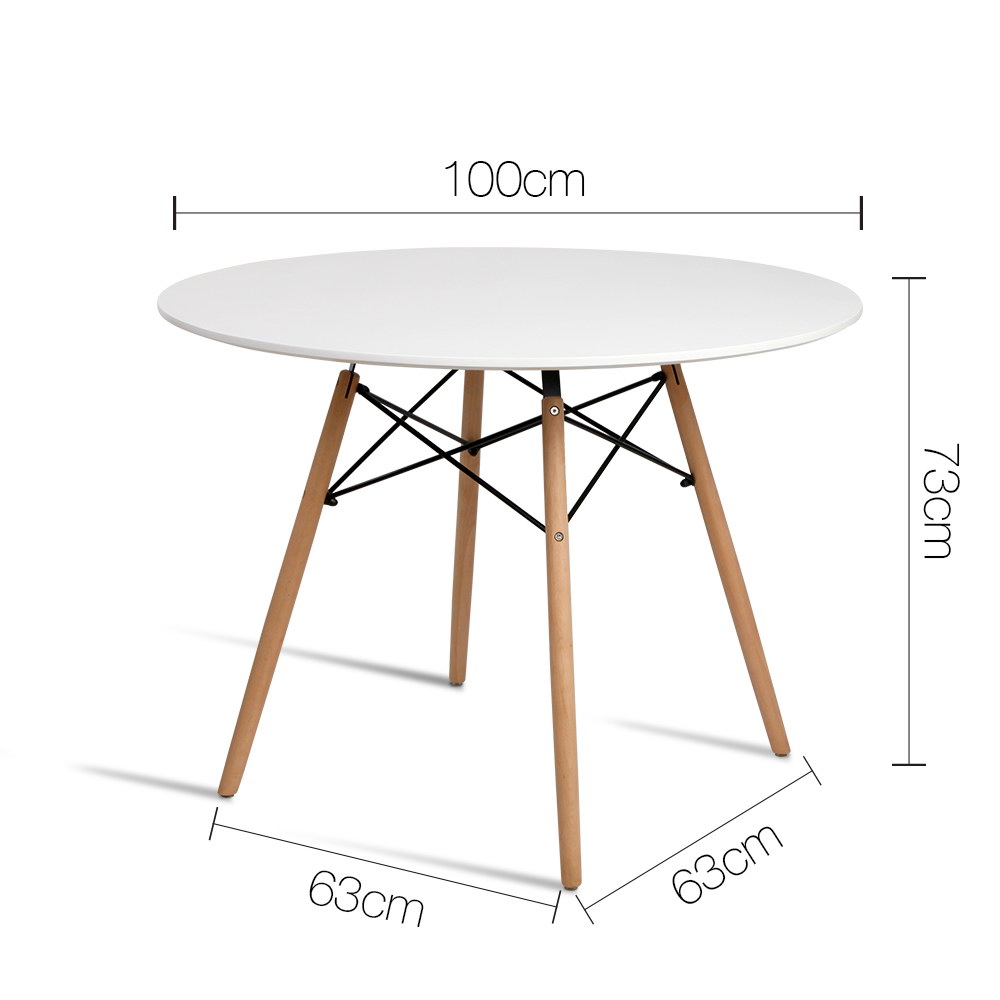 Artiss Round White Dining Table 100Cm – Sumo Deals Artiss Dining Table Round White 4 Seater 100Cm Product Image