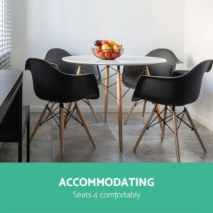 Artiss Round White Dining Table 100Cm – Sumo Deals Artiss Dining Table Round White 4 Seater 100Cm Product Image