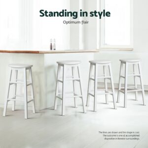 Artiss 4X Bar Stools Round Chairs Wooden White Product Image