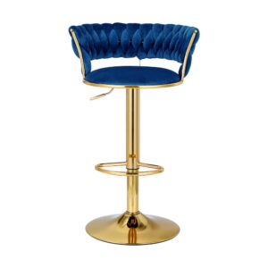 Artiss Bar Stools Gas Lift Velvet Woven Backrest Navy Product Image