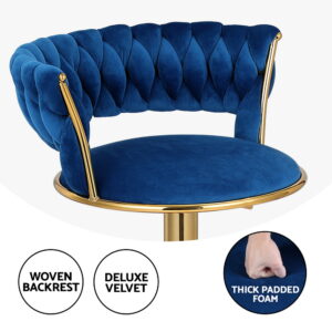 Artiss Bar Stools Gas Lift Velvet Woven Backrest Navy Product Image