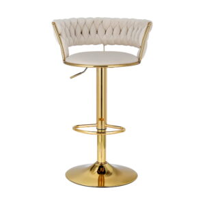 Artiss Vivien Velvet Bar Stools - Ivory (Set Of 2) – Sumo Deals Artiss Bar Stools Gas Lift Velvet Woven Backrest Ivory Product Image