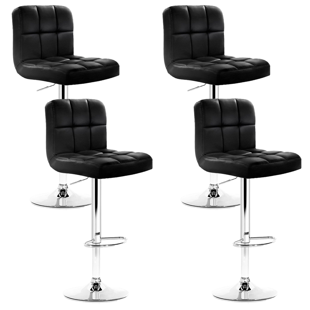Artiss 4X Black Leather Gas Lift Bar Stools – Sumo Deals Artiss 4X Bar Stools Leather Gas Lift Black Product Image