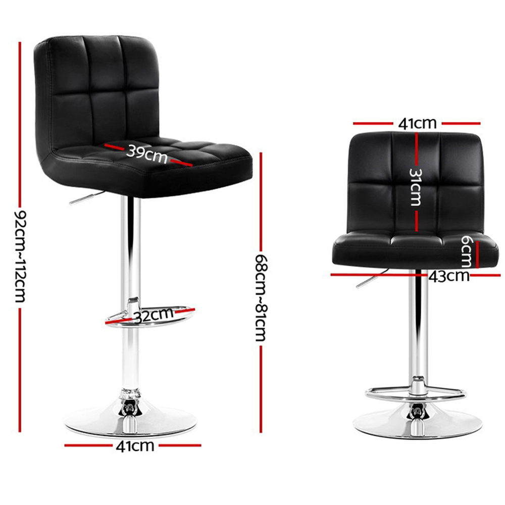 Artiss 4X Black Leather Gas Lift Bar Stools – Sumo Deals Artiss 4X Bar Stools Leather Gas Lift Black Product Image
