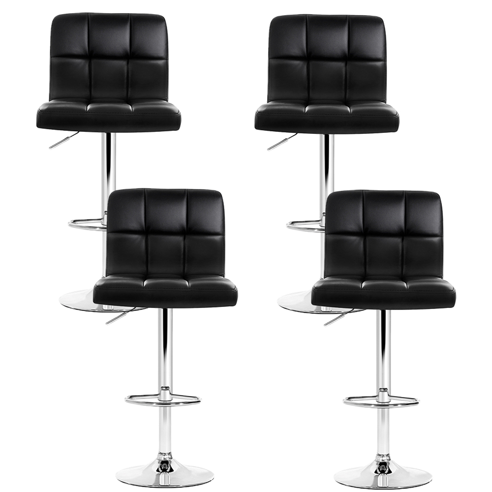 Artiss 4X Black Leather Gas Lift Bar Stools – Sumo Deals Artiss 4X Bar Stools Leather Gas Lift Black Product Image