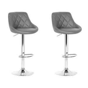 Artiss 2x Bar Stools Leather Padded Gas Lift Grey product image