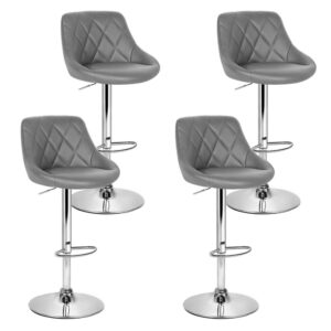 Artiss 4x Bar Stools Leather Padded Gas Lift Grey product image