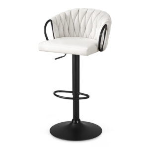 Artiss 1x Bar Stool Single Kitchen Dining Chair Counter Stool Woven Velvet Ivory product image