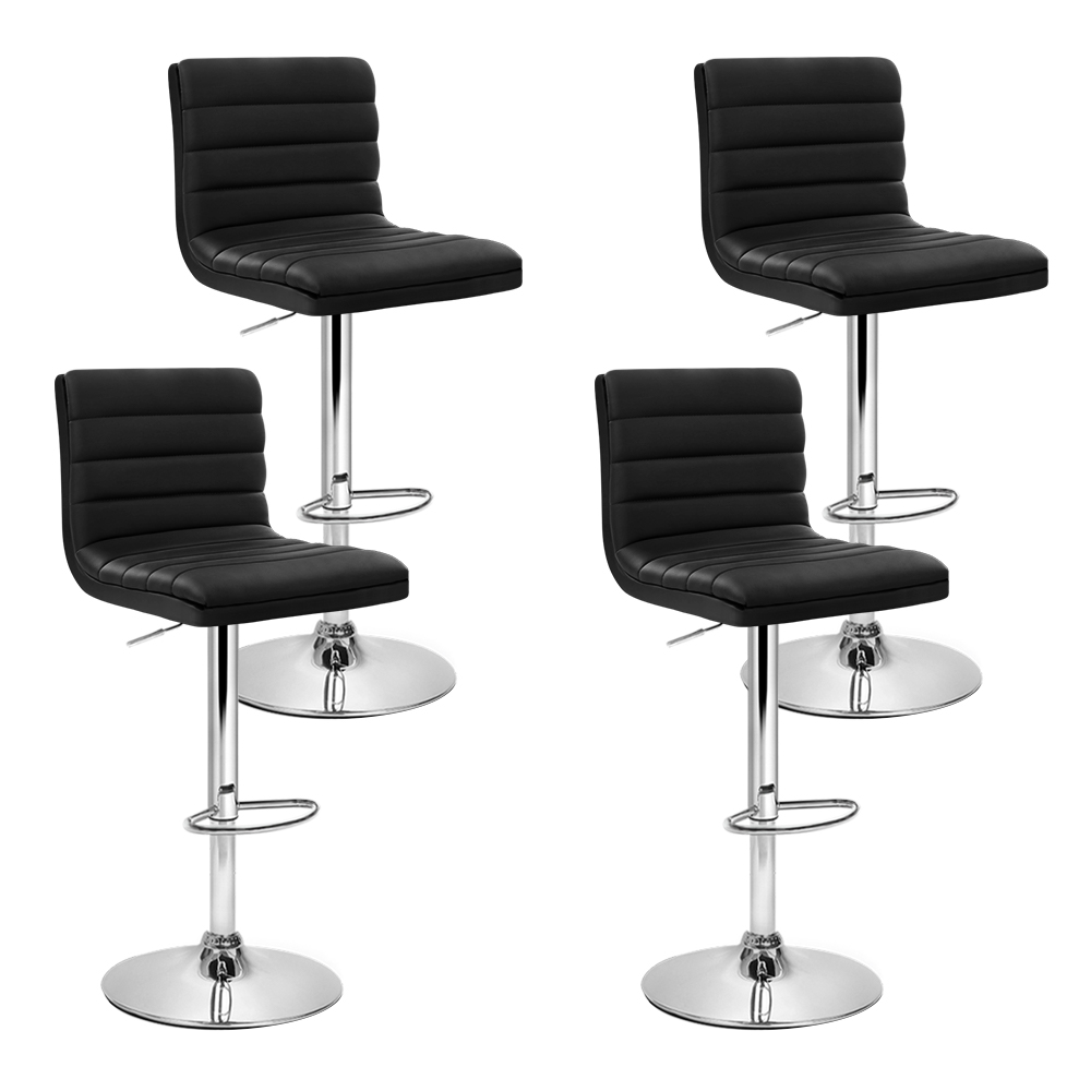 Artiss 4X Black Padded Bar Stools With Gas Lift – Sumo Deals Artiss 4X Bar Stools Padded Leather Gas Lift Black Product Image