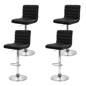 Artiss 4X Black Padded Bar Stools With Gas Lift – Sumo Deals Artiss 4X Bar Stools Padded Leather Gas Lift Black Product Image