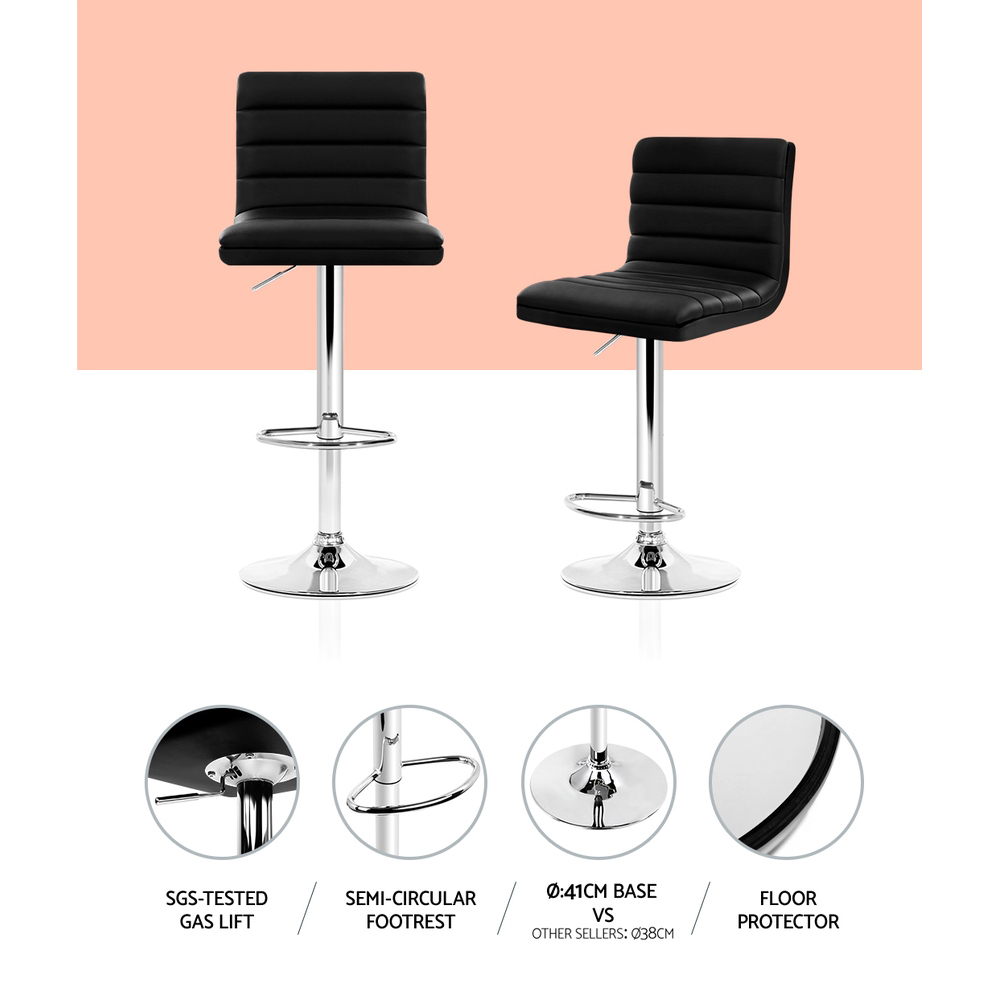 Artiss 4X Black Padded Bar Stools With Gas Lift – Sumo Deals Artiss 4X Bar Stools Padded Leather Gas Lift Black Product Image
