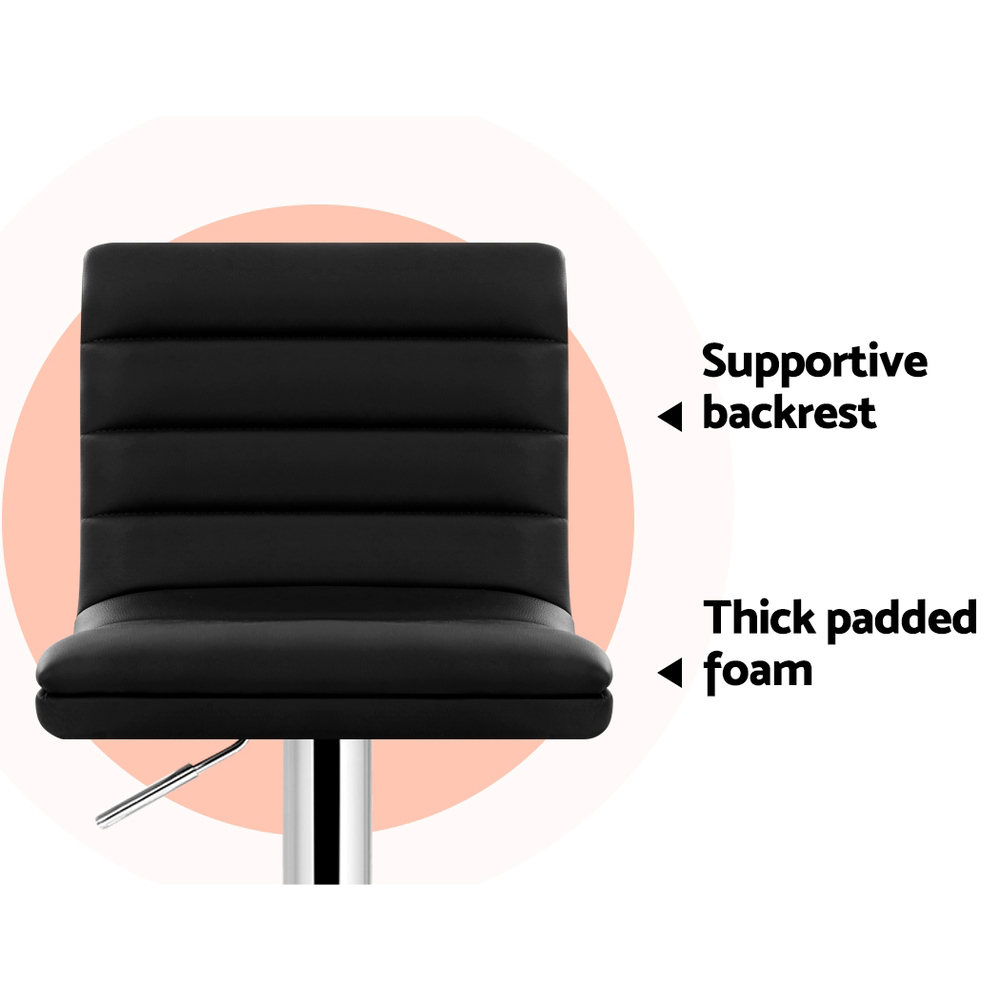 Artiss 4X Black Padded Bar Stools With Gas Lift – Sumo Deals Artiss 4X Bar Stools Padded Leather Gas Lift Black Product Image