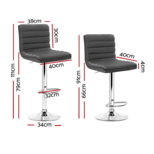 Artiss 4-Pack Grey Pu Leather Bar Stools – Sumo Deals Artiss Set Of 4 Pu Leather Lined Pattern Bar Stools- Grey And Chrome Product Image