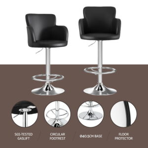 Artiss Black Leather Bar Stools (Set Of 2) – Sumo Deals Artiss 2X Leather Bar Stools Swivel Adjustable Gas Lift Pu Counter Chairs Black Product Image