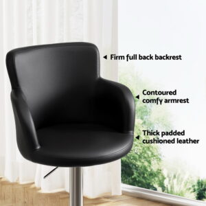 Artiss Black Leather Bar Stools (Set Of 2) – Sumo Deals Artiss 2X Leather Bar Stools Swivel Adjustable Gas Lift Pu Counter Chairs Black Product Image