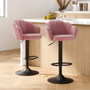 Artiss 2x Bar Stools Gas Lift Velvet Pink product image
