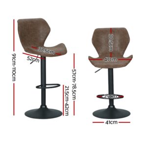 Artiss 4X Bar Stools Vintage Leather Gas Lift Brown Product Image