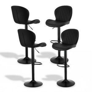 Artiss 4X Bar Stools Kitchen Swivel Gas Lift Counter Chair Shell Leather Black Product Image