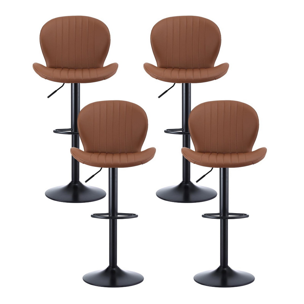Artiss 4X Brown Pu Leather Swivel Bar Stools – Sumo Deals Artiss 4X Bar Stools Kitchen Swivel Gas Lift Counter Chair Shell Leather Brown Product Image