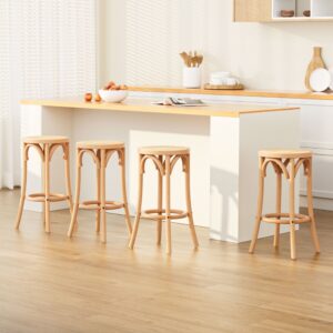 Artiss 4x Bar Stoosl Rattan Seat Wooden product image
