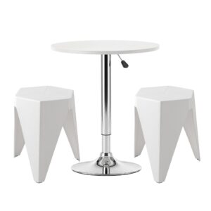 Artiss Bar Stools and Table Set 3PCS Dining Desk Kitchen Chairs Cafe Pub White product image