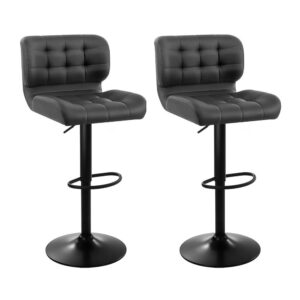 Artiss 2x Bar Stools Gas Lift Leather Padded Grey product image