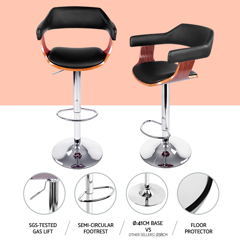 Artiss 4X Bar Stools Gas Lift Leather Armrest Black – Sumo Deals Artiss 4X Bar Stools Gas Lift Leather W/Armrest Black Product Image