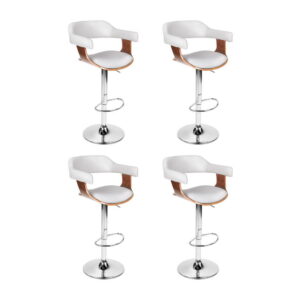 4x Artiss Bar Stools Gas Lift Leather with Armrest White product image