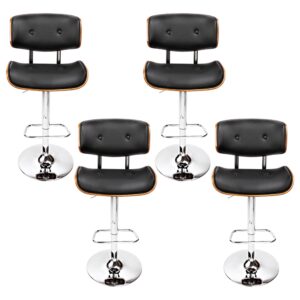 Artiss 4X Bar Stools Gas Lift Leather Black Product Image