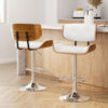 Artiss 2x Bar Stools Gas Lift Leather White product image