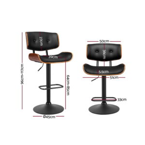 Artiss Bar Stools Gas Lift Leather All Black Product Image