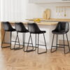 Artiss 4x Bar Stools Leather Padded Metal Legs Black product image